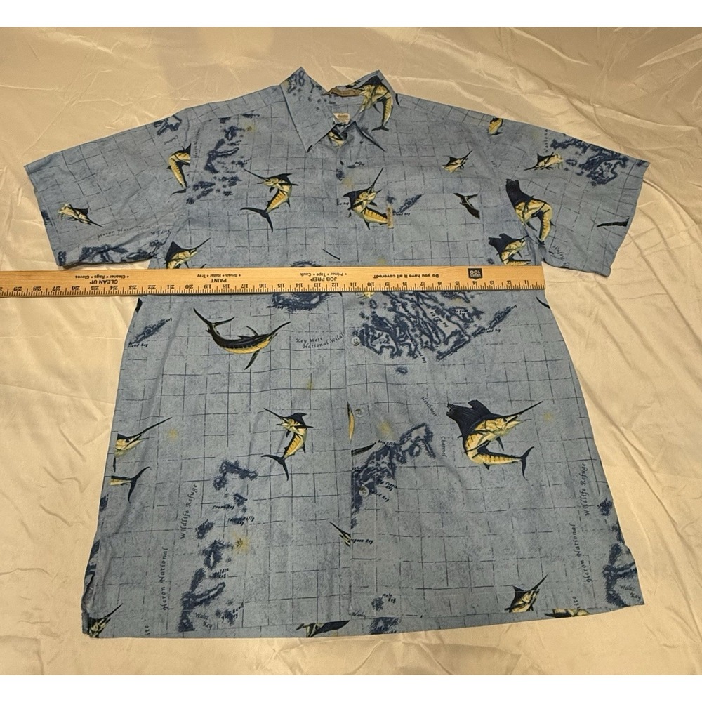 Columbia RiverLodge Button Up Blue Marlin Shirt Mens M, Short Sleeve,Fishing - Picture 9 of 12